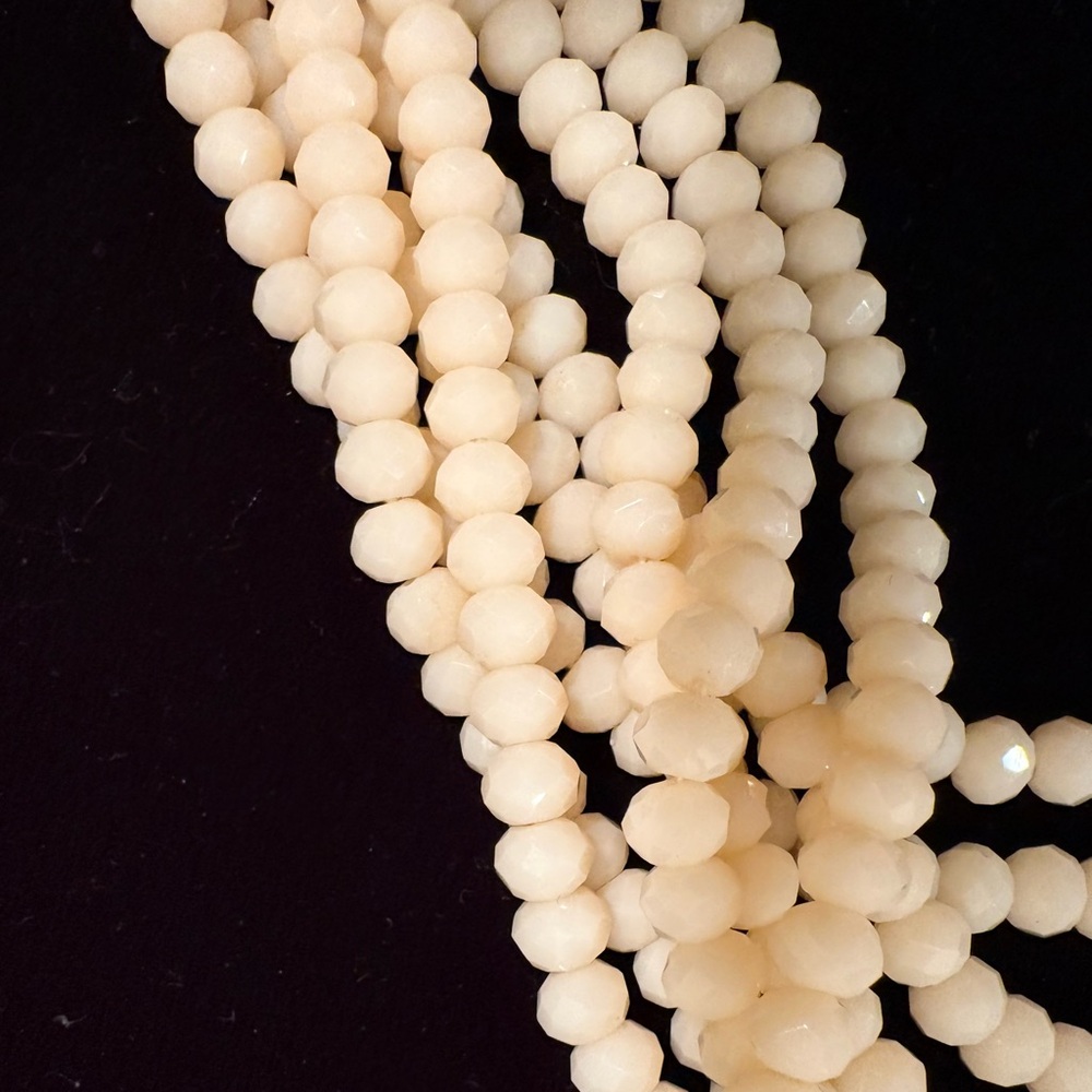 Multi-Strand Cream Beaded Statement Necklace - - image 5